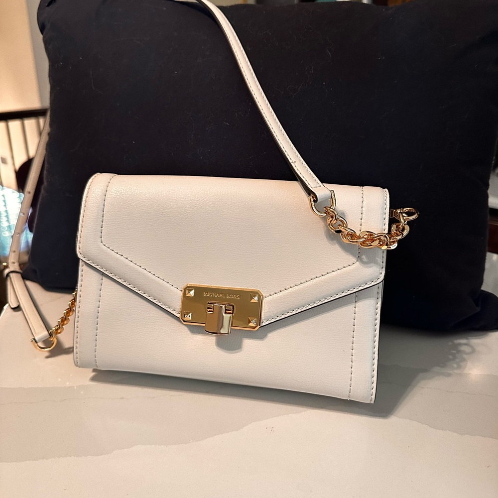Michael Kors white leather crossbody small bag